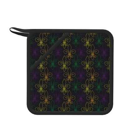 

Matuu Mardi Gras Carnival for Square Silicone Anti-hot Pad for Kitchen Potholders Hot Dishers Spoon Holder