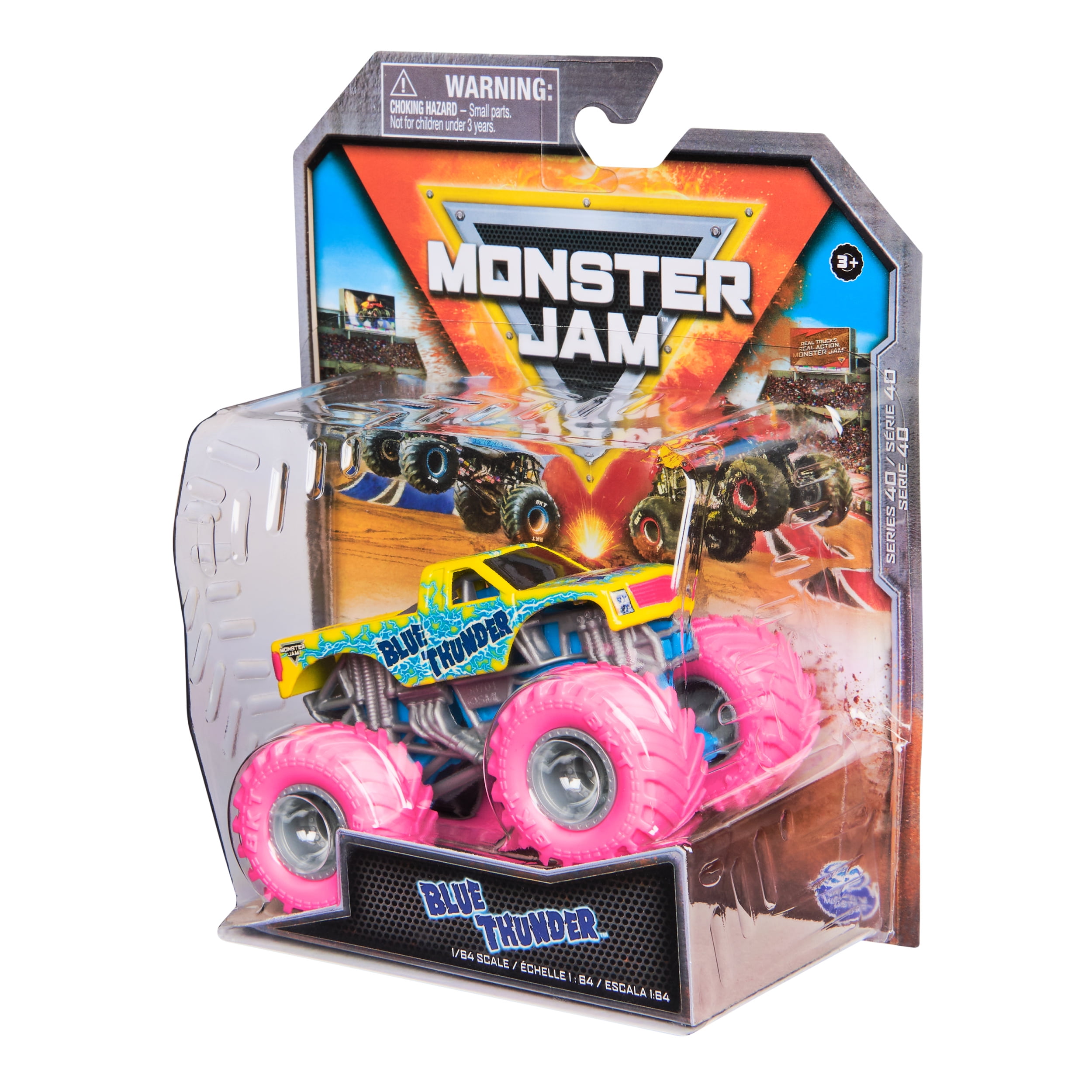 Monster Jam Blue Thunder Die-Cast Truck with Pink Tires - Walmart