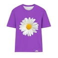 thumbnail image 4 of Womens Round-Neck Blouses Short Sleeved T Shirts Daisy Flower Print Top, 4 of 4