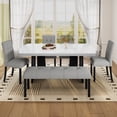 thumbnail image 2 of Euroco 6 Piece Dining Table Set for 6, 63" Modern Faux Marble Kitchen Table & 4 Upholstered Chairs Set with Solid Wood Frame and 1 Bench,Suitable for Dining Room,Home,White + Gray, 2 of 10