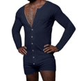 thumbnail image 1 of Mens Onesie Pajamas Henley Jumpsuit Button Down Sleepwear, 1 of 5
