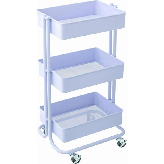 Simply Tidy Lexington 3-Tier Rolling Cart Mobile Metal Storage Utility Cart Organizer with Locking Wheels for Craft, Office & Home, 1 Pack