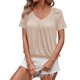 thumbnail image 2 of Camisetas Casuales de Verano para Mujer, Camisetas de Corta con Cuello en V, Color Albaricoque S, 2 of 7