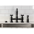 thumbnail image 3 of Kingston Brass KS3270BEXBS Essex Two-Handle 4-Hole Deck Mount Bridge Kitchen Faucet with Brass Side Sprayer in Matte Black, 3 of 8