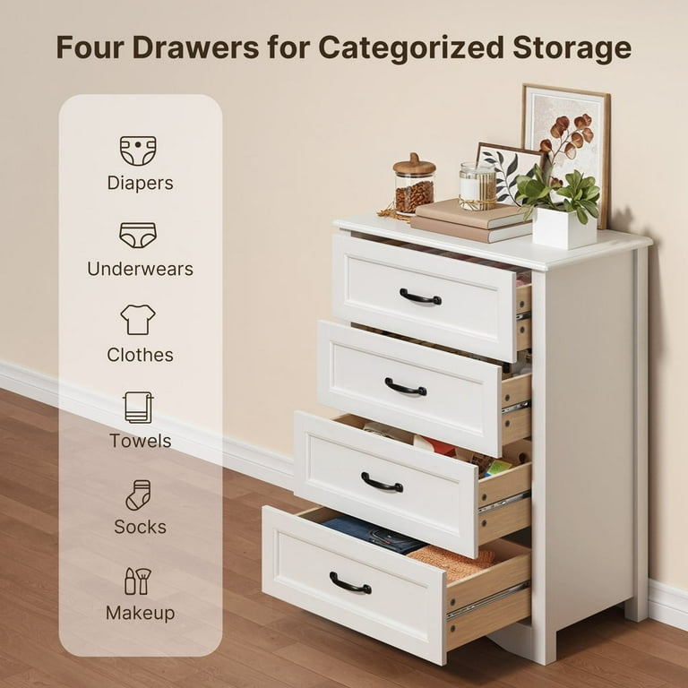 chinese dress ladies Amazon.com: White 4 Drawer Dresser for Bedroom, Tall Bedroom Dresser with  Large Drawer & Golden Handles, Wooden Storage Organizer Cabinet Chest of  Drawer for Closet, Living Room, Hallway, Children's Room : Home main image 1