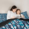 thumbnail image 4 of Feelyou Teens Camo Bedding Comforter Set 7pcs, Blue Black Stripe Queen Bedding Sets, Cartoon Theme Reversible Queen Sheet Sets, Super Cozy Room Decor, 4 of 7