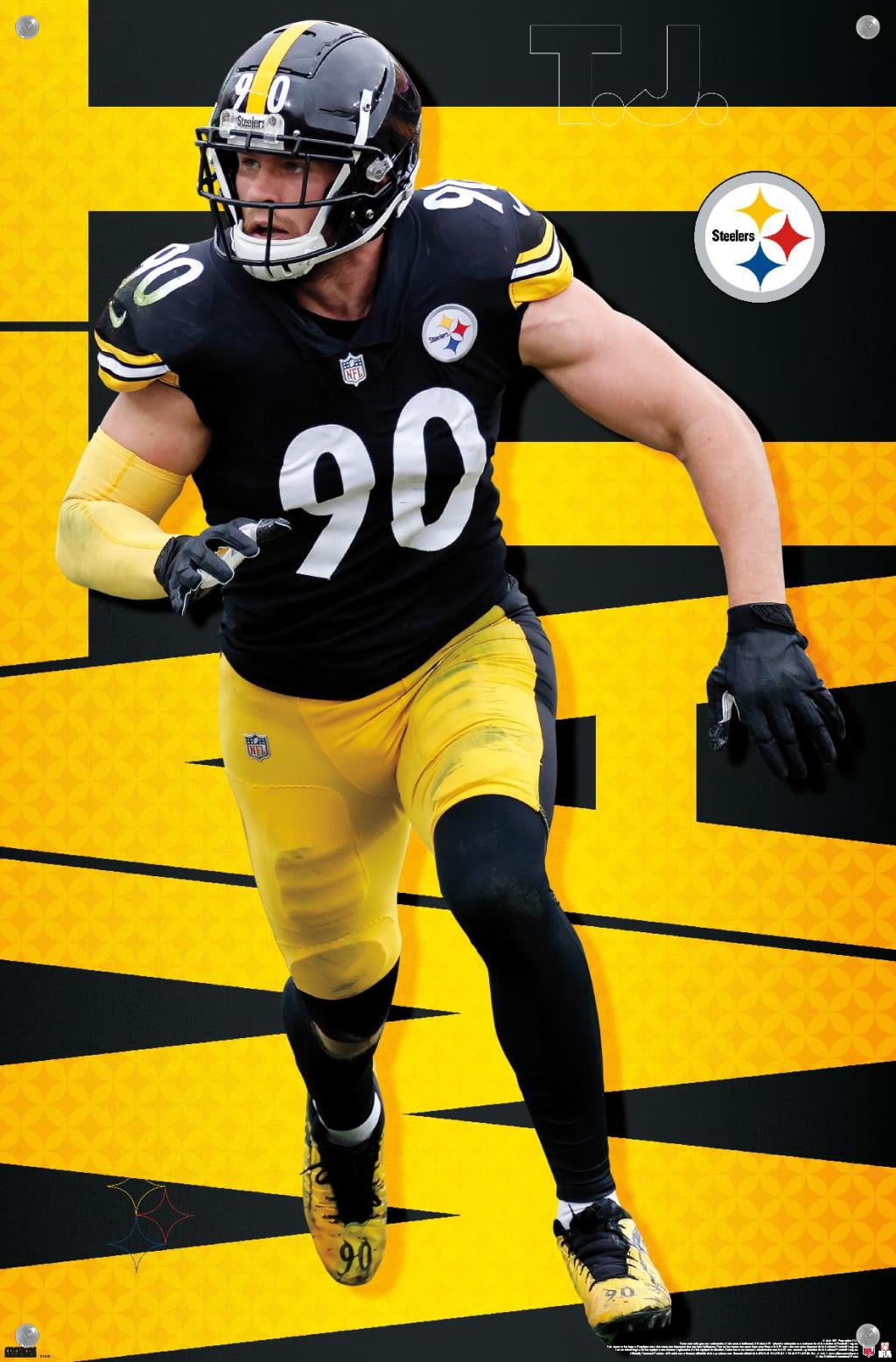 NFL Pittsburgh Steelers - T.J. Watt 21 Wall Poster with Pushpins, 14.725" x 22.375"