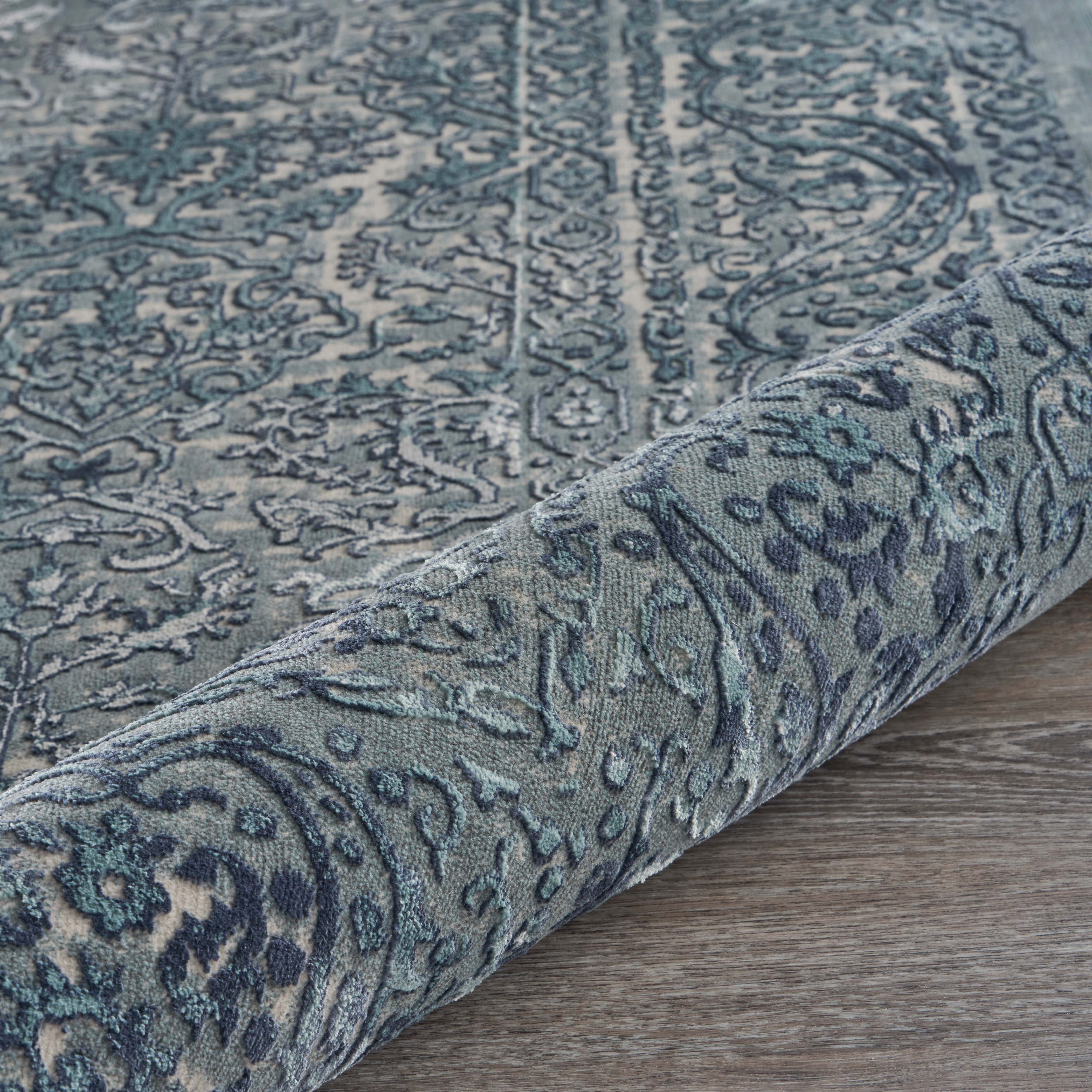 Lr Home Neutral Distressed Accent Rug, Blue / Gray, 1'10" x 3'