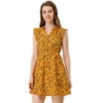 thumbnail image 1 of Vestido de gasa Fluido Allegra K con volantes y mangas de Aleteo para Mujer Amarillo XS, 1 of 5