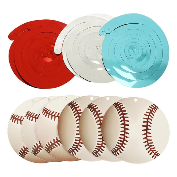 WORGEOUS Baseball Hanging Swirls Decorations Set for Birthday Party, Wall and Ceiling Streamers, 1 Set Baseball Theme Decor
