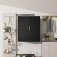 thumbnail image 3 of Metal Bathroom Wall Cabinet with Door and Adjustable Shelves, Buffet Sideboard Cabinets, Kitchen Hanging Cabinet, Floor Cupboard, Over The Toilet Storage Cabinets, Black Wall-Mounted Cabinet, 3 of 15