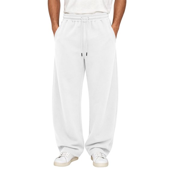 StSilkitty Men's Baggy Sweatpants Athletic Running Sweat Pants with Pockets Lightweight Open Bottom Workout Trousers