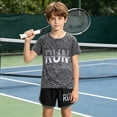 thumbnail image 4 of Kids Sport Outfit Sets Unisex Boys and Girl 2 Piece Shirts Suits Short Sleeve T Shirts and Elastic Shorts Children's Sportwears Set Home Casual Outfit Lightweight, Breathable Quick-Drying, 4 of 7