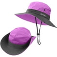 thumbnail image 3 of 2-piece summer sun hat for children aged 5-14 - Girls' wide-brimmed sun hat, Ponytail beach bucket hat, UPF sun protection, 3 of 7