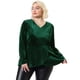thumbnail image 1 of Women's Plus Size V Neck Tulip Hem Long Sleeve Peplum Velvet Tops Dark Green 2X, 1 of 7