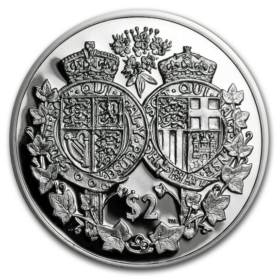 2017 Fiji Silver ?2 Queen Elizabeth & Prince Philip Coat of Arms