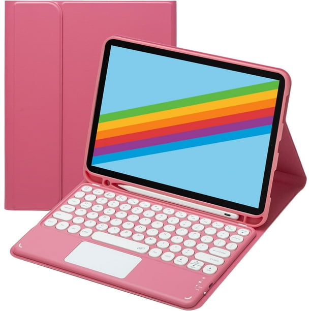 Funda con teclado táctil para iPad de 9.ª/8.ª/7.ª generación (2021/2020/2019) de 10,2 pulgadas, con portalápices - Teclado Bluetooth táctil magnéticamente desmontable