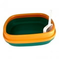 thumbnail image 3 of Arena para gatos grande, bandeja de arena para gatos con parte abierta con pala, duradera, bandeja de arena para mascotas pequeñas y grandes verde, 3 of 8