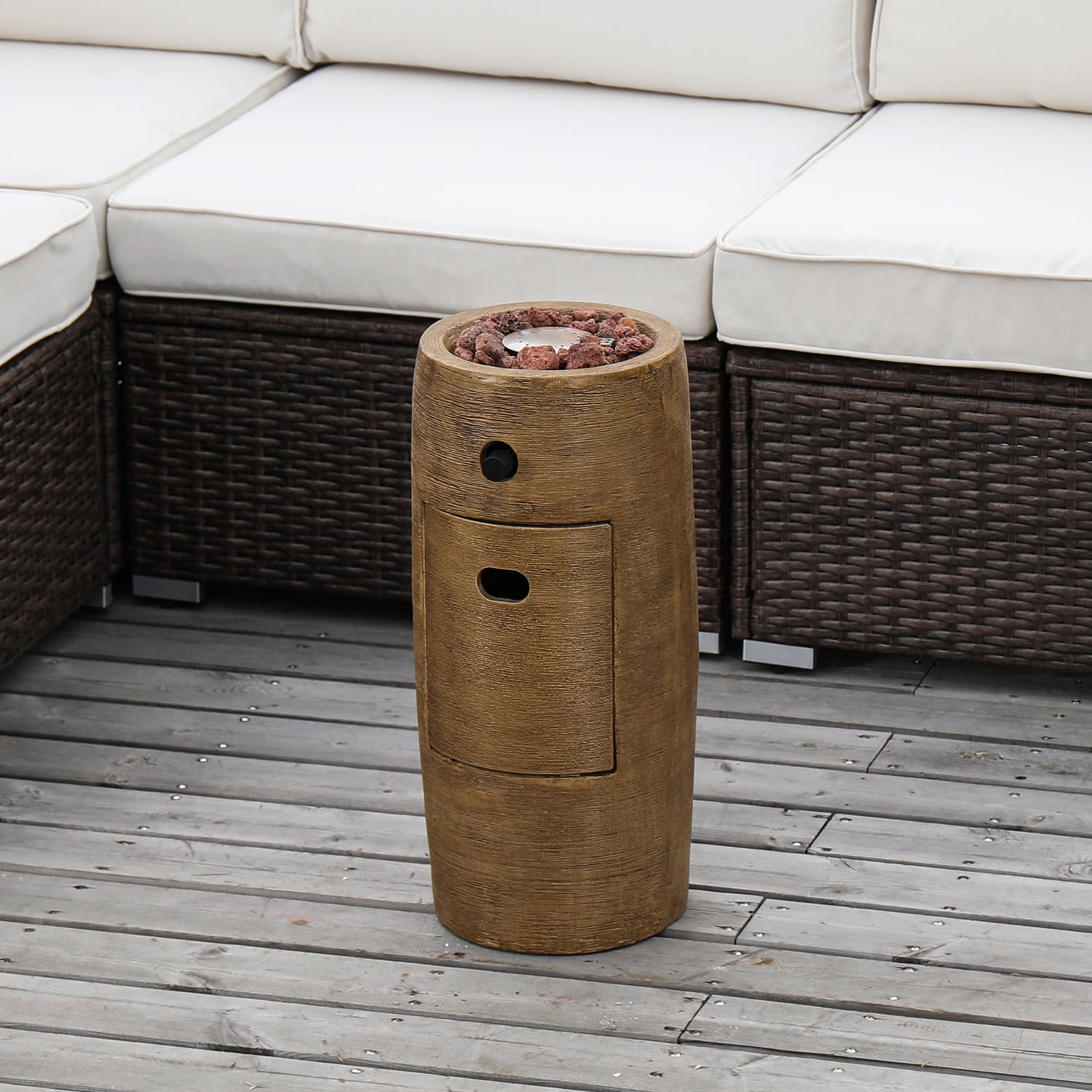 VENTOPYR 15,000 BTU 11-inch Round Outdoor Propane Fire Pit Table,Free Lava Rocks(Brown)