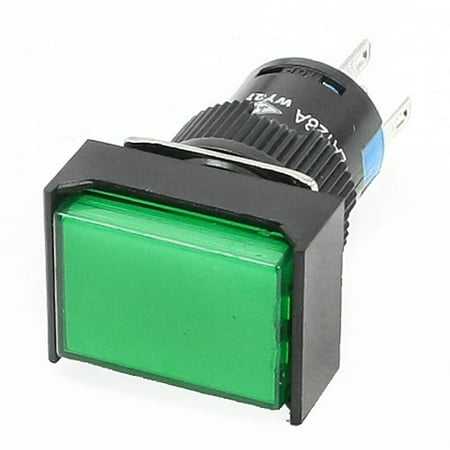 Dc Button - 250V/3A DC 30V/5A 1NO 1NC Momentary Green Rectangular Push Button Switch