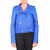 Michael Kors NEW Blue Womens Size Large L Zipped Moto Leather Jacket