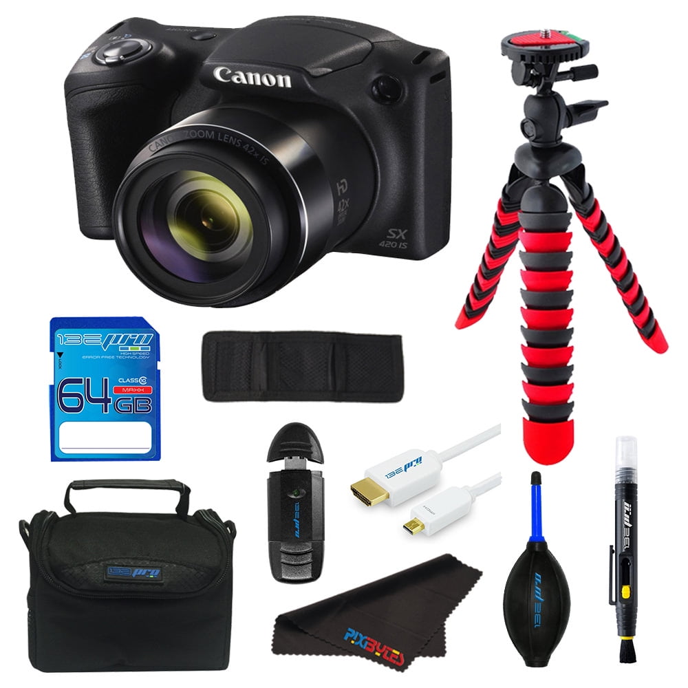 Canon PowerShot SX420 IS Digital Camera + SD Card + Tripod + Pixi Advanced Bundle Kit