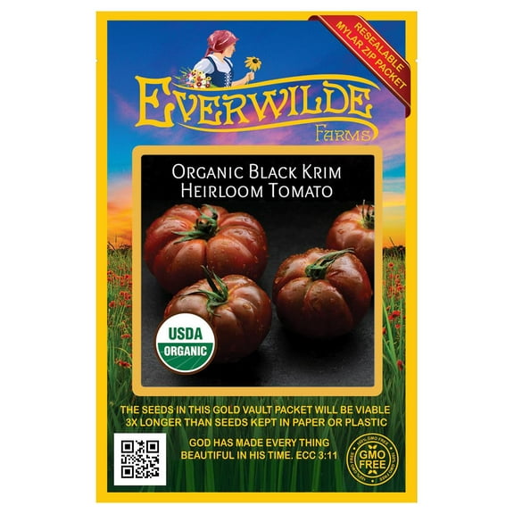 Everwilde Farms - 25 Organic Black Krim Heirloom Tomato Seeds - Gold Vault Jumbo Bulk Seed Packet