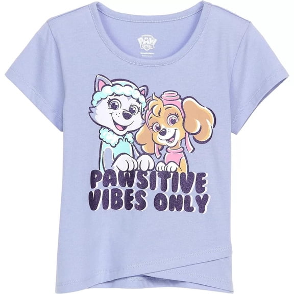 Paw Patrol Girls Crewneck T-Shirt Skye & Everest Graphic Tee Soft Cotton Blend Toddler & Kids Short Sleeve Top