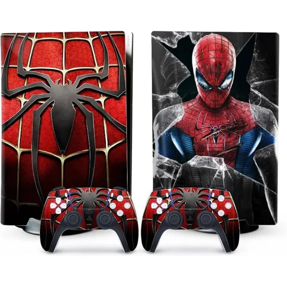 For PS5 Skin - Disc Edition Game Console and Controller Accessories Cover Skins PS5 Controller Skin Gift PS5 Skins for Console Full Set Red Spider