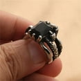 thumbnail image 3 of PAMTIER Unisex Stainless Steel Silver Vintage Classic Hollow Dragon Claw Square Gemstone Signet Biker Ring Gothic Punk Statement Black Stone Size 9, 3 of 5