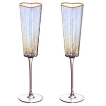 2Pcs Champagne Flute Sophisticated Love Heart Embellished Glass Cups for Couple Elegant Drinkware for Weddings