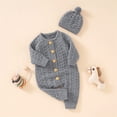thumbnail image 5 of KAUOD Toddler Knit Jumpsuits with Hat Button down Crochet Ribbed Plain Sweater Rompers Baby Boys Thick Warm Bodysuits, 5 of 9