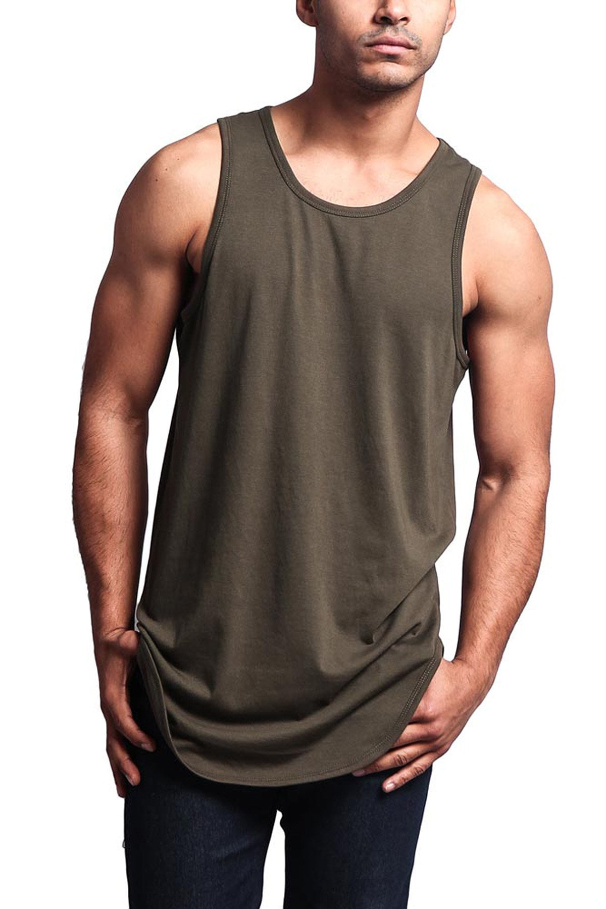 Victorious Solid Color Long Length Curved Hem Tank Top 