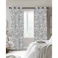 thumbnail image 3 of Boho Gray Flower Blackout Curtains 39 Inches Long, Vintage Farmhouse Leaf Spring Plant Thermal Insulated Black Out Curtains, Short Darkening Window Curtain Drapes for Cafe Bedroom 27.5"x39" 2 Panels, 3 of 8