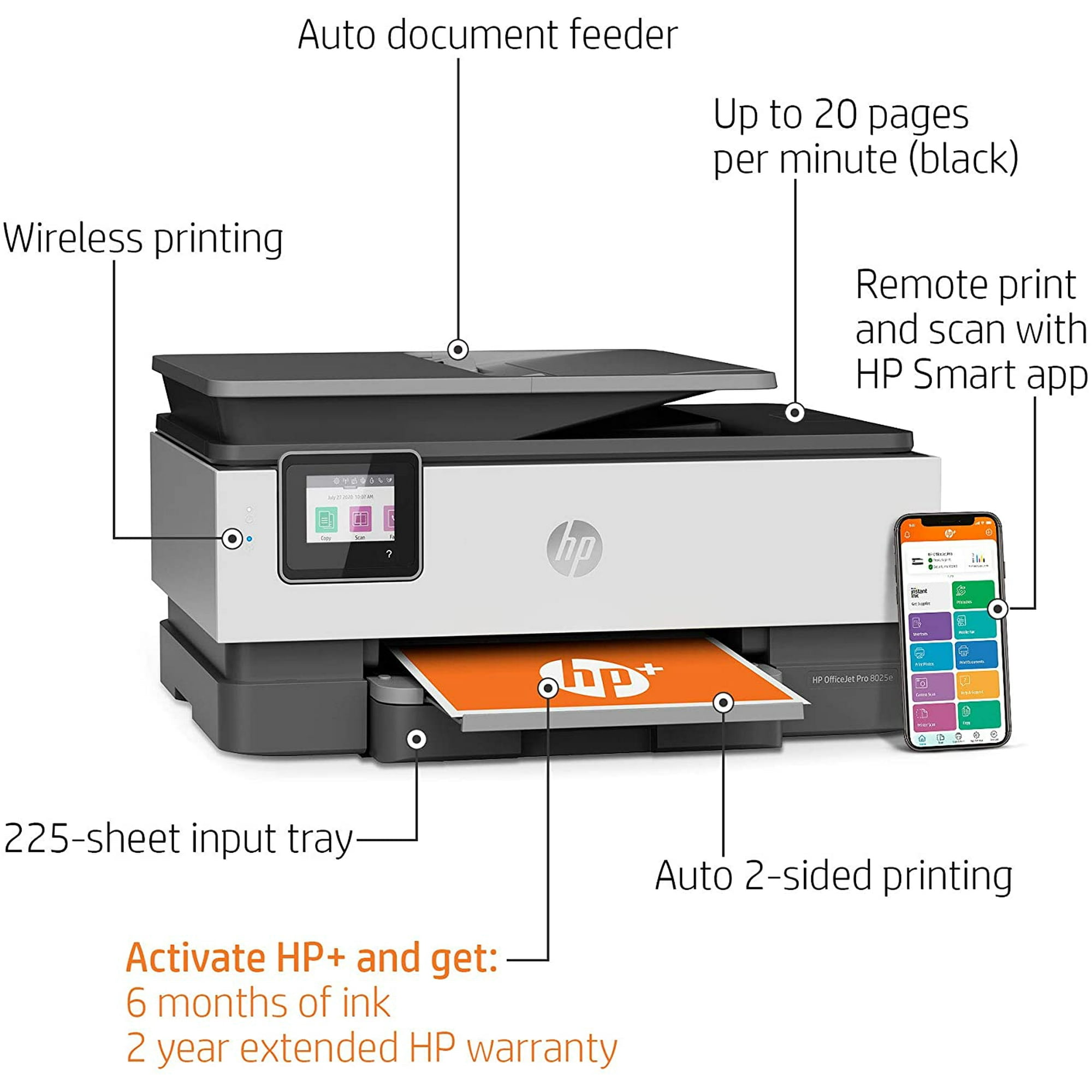 HP OfficeJet Pro 8025e All-in-One Wireless Color Printer for Home