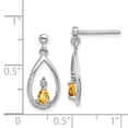thumbnail image 2 of Sterling Silver Rhodium Plated Pear Citrine And Diamond Post Earrings (19 X 8) Made In Thailand qdx778, 2 of 2