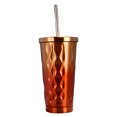 thumbnail image 2 of Taza de 1 Pieza Vaso de material acero Inoxidable Caliente Taza Grande Tapas de Paja 500 Ml naranja BLESIY Taza del vaso de café, 2 of 7