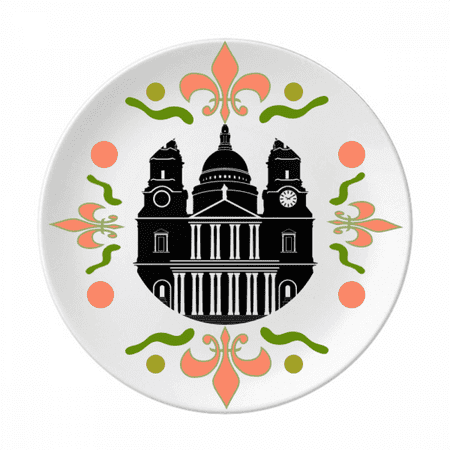 

England Building United Kingdom Outline UK Flower Ceramics Plate Tableware Dinner Dish