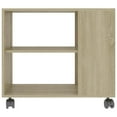 thumbnail image 4 of IM Lashes End Side Table with Rolling Wheels, Bedside Table with Open Shelf Oak 27.6"x13.8"x21.7" Chipboard, 4 of 6