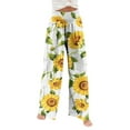 thumbnail image 2 of Arvbitana Women's Summer Wide Leg Pants Elastic High Waist Contrast Color Loose Long Sweatpants Casual Straight Workout Trousers with Pockets S M L XL 2XL, 2 of 6