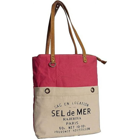 Rajeriya SEL De MER Upcycled Large Canvas shoulder Bag For Women Canvas Tote Boho Handbag