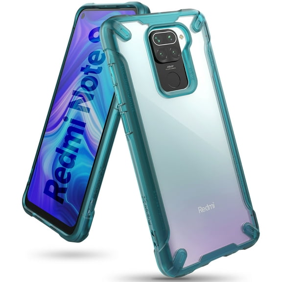 Ringke Fusion-X Case Compatible with Xiaomi Redmi Note 9, Transparent Hard Back Shockproof Advanced Bumper Cover - Turquoise Green
