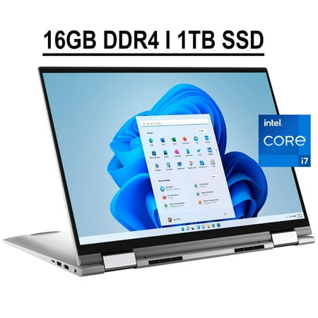Dell Inspiron 17 7000 7706 2-in-1 Laptop 17.3" QHD+ Touchscreen 11th Gen Intel Quad-Core i7-1165G7 16GB DDR4 1TB SSD Iris Xe Graphics Backlit Fingerprint HDMI Thunderbolt MaxxAudio Alexa Win11 Silver