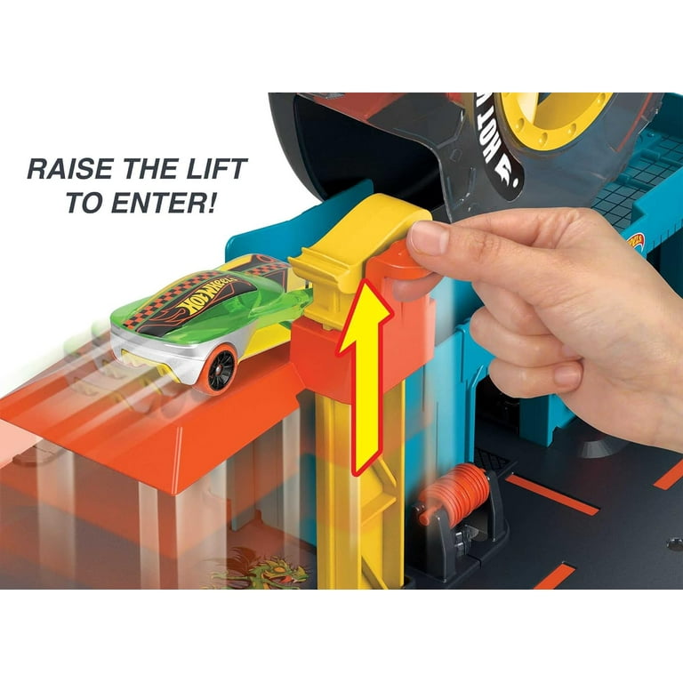Hot Wheels Toy Car Track Set City Super Twist Tire Shop with 1 64 Scale Car Single or Multi Car Play Walmart