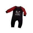 thumbnail image 5 of Conjunto familiar combinado de pantalones de manga larga a cuadros rojos y negros con estampado de astas navideñas, 5 of 5
