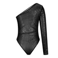 thumbnail image 5 of Alkepwun Womens Bodysuits One-Shoulder Sequin Solid-Color Fitted Jumpsuit Sexy Comfort Tummy Control Long-Sleeve One Piece Tops for Wedding Guest, 5 of 6