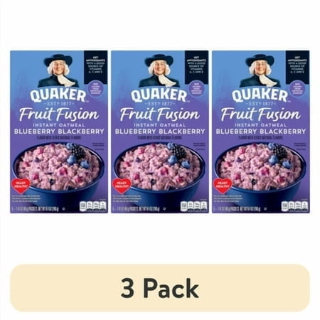(3 pack) Quaker Immunity Instant Oatmeal, Blueberry Blackberry, Good Source of Vitamins C, D, & Zinc, Whole Grains. 1.41 oz packets, (6 Pack)