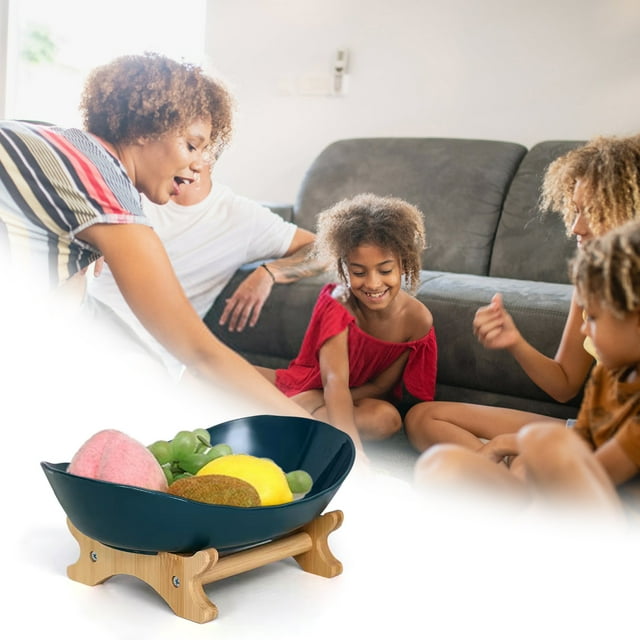 Fiudx Elegante Bandeja de Frutas, Soporte de Cerámica Multicapa para Aperitivos, Marco de Madera Compacto, Diseño Fácil de Limpiar, Ideal para Fiestas, Bodas y Regalos de Inauguración.