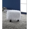 thumbnail image 3 of Linon June Faux Fur Wood Upholstered Foot Stool in White, 3 of 3