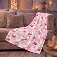 thumbnail image 6 of Red Cherry Hearts Gingham Coquette Art, Playful Artistic Scene, Warm Flannel Blanket for Home Library and Reading Nook, Celestial Art Lovers Valentine's Day Gift, Playful Home Decor, 6 of 9